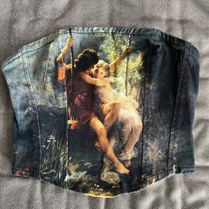 Cider Artistic Print Bustier Top - Multicolor